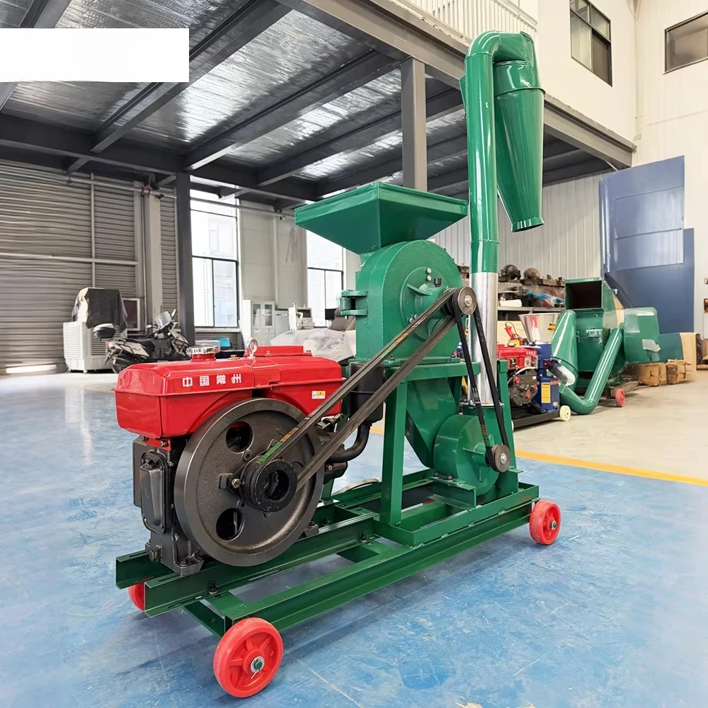 Robust New 12HP Water-Cooled Diesel Grain Crusher Machine 500-1000kg/h Capacity for Daily Farm Feed Preparation Corn Wheat