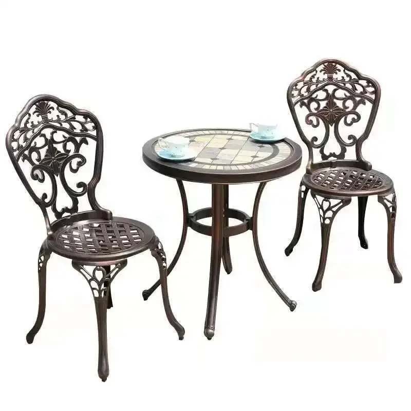 Customizable Outdoor Cast Aluminum Tables And Chairs Courtyard Garden Hotel