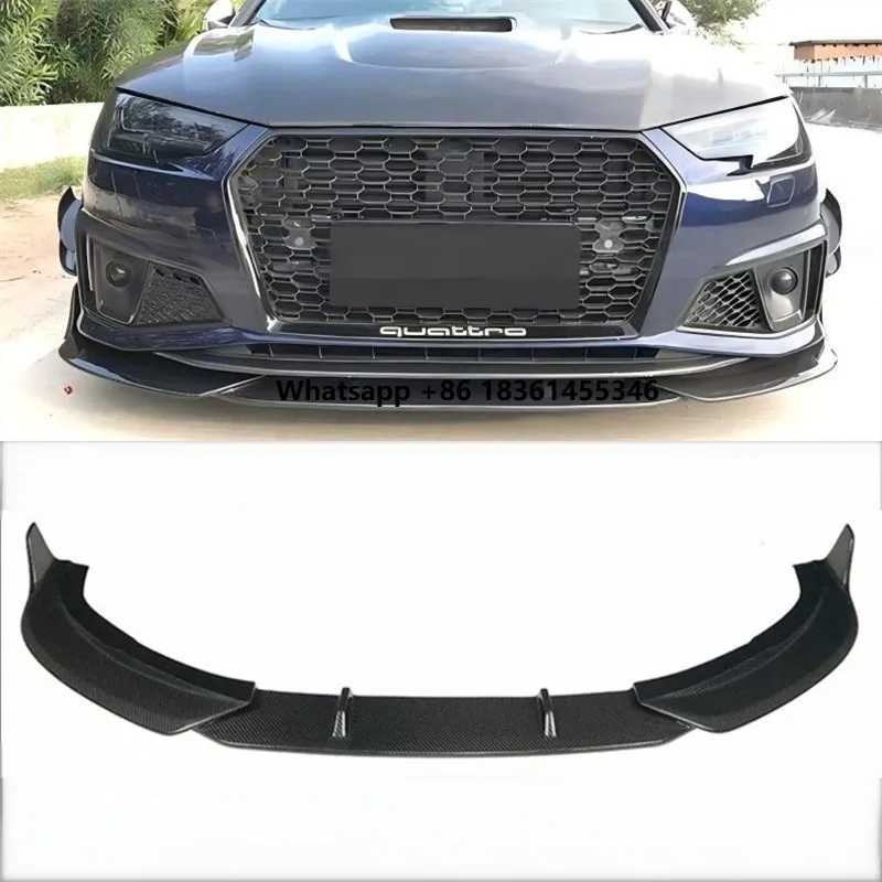 

For A4L S4 B9 2019 ReaI Dry Carbon Fiber Front Bumper Lip Spoiler Kit