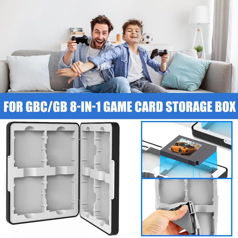 For GBC GB Game Cartridge Storage Case 8 in 1 Magnetic Closure S with Silicone Lining Shockproof Dustproof Portable Protective