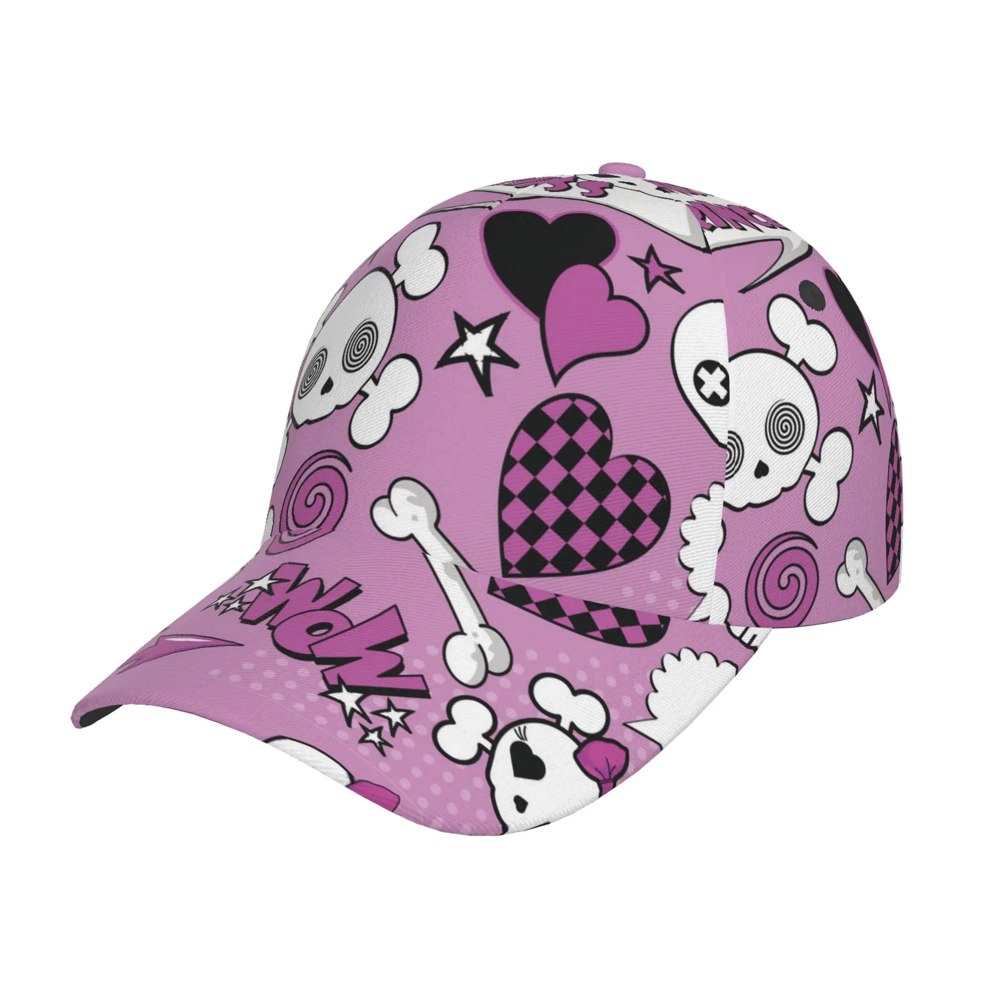 

Punk Princess Purple Sugar Skull Love Baseball Cap for Women Adults Adjustable Snapback Hat for Sports Travel Concert Print Size