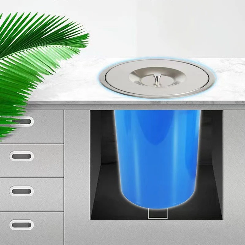 

Embedded Waste Bins Kitchen Countertop Hide Trash Can Minimalist Portable Trash Bin Household Anti Odor Litter Bins with Lid