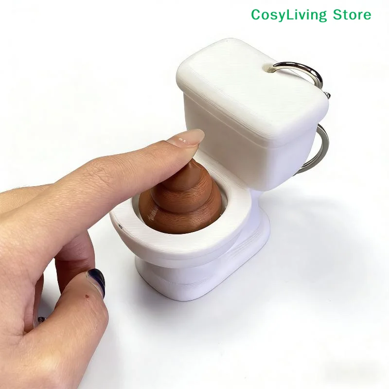 [CL]1/2Pcs Calming Keychain Keys Finger Button Party Gift Toilet Poop Hanging Fingertip Clicker Anti-stress Decompression Toys view 2