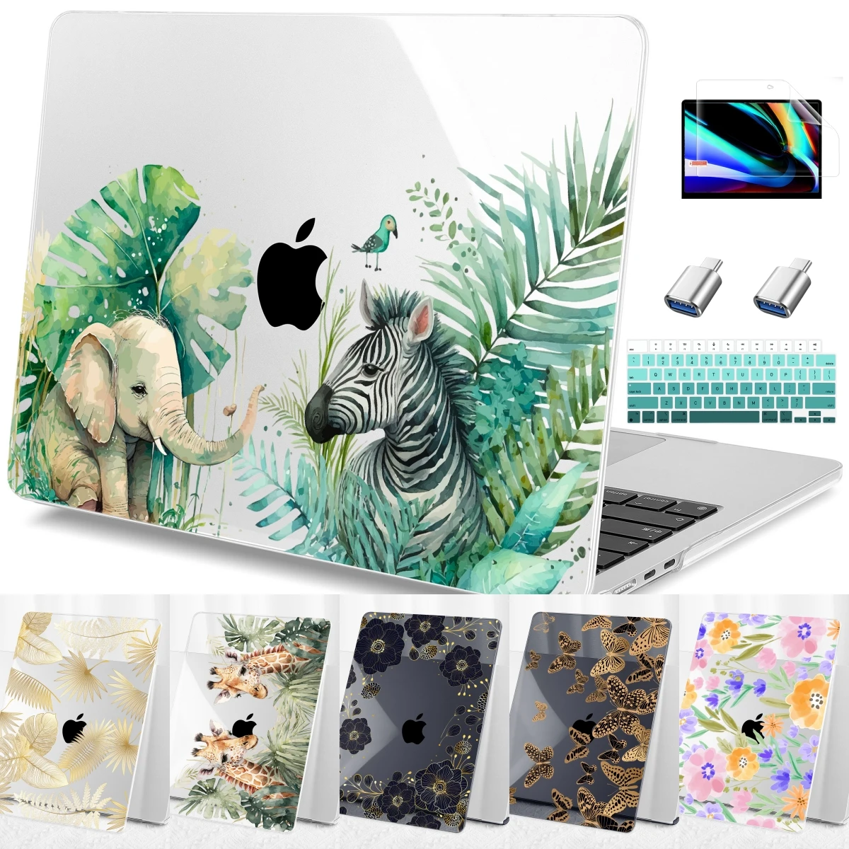 

Zebra Elephant pattern case for MacBook M4 Air 13 15 A2681 A2941 M2 Pro 13 14 16 A2338 A2779 A2442 M1 Air 13 A2337 Retina 12