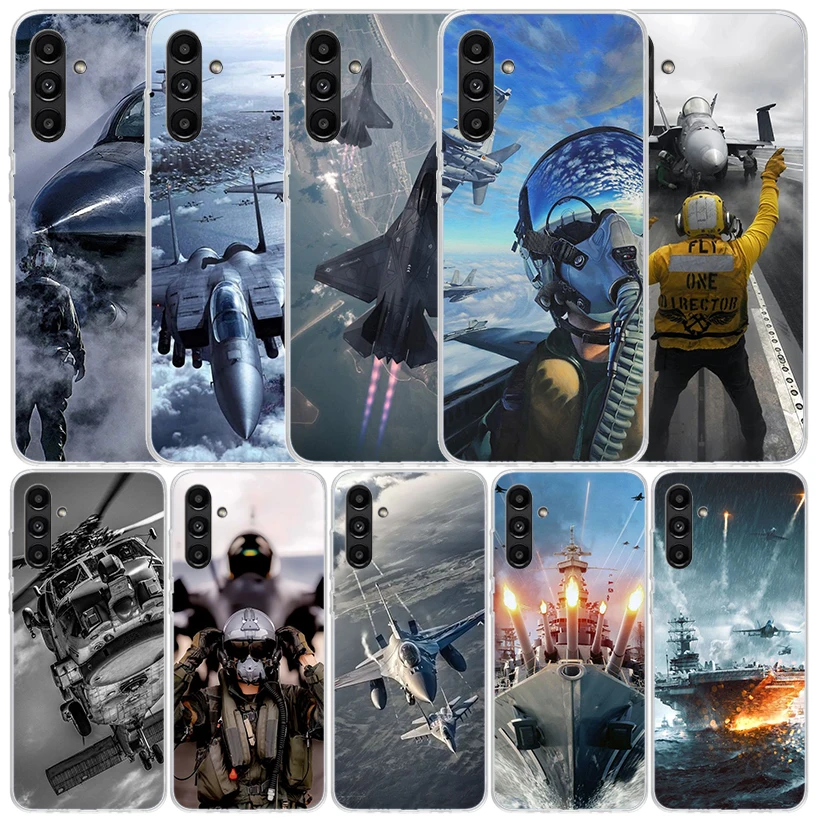 Military Aircraft Warship Fighter Phone Case For Samsung Galaxy A15 A14 A13 A12 A55 A54 A53 A52 A35 A34 A33 A32 A25 A24 A23 A22