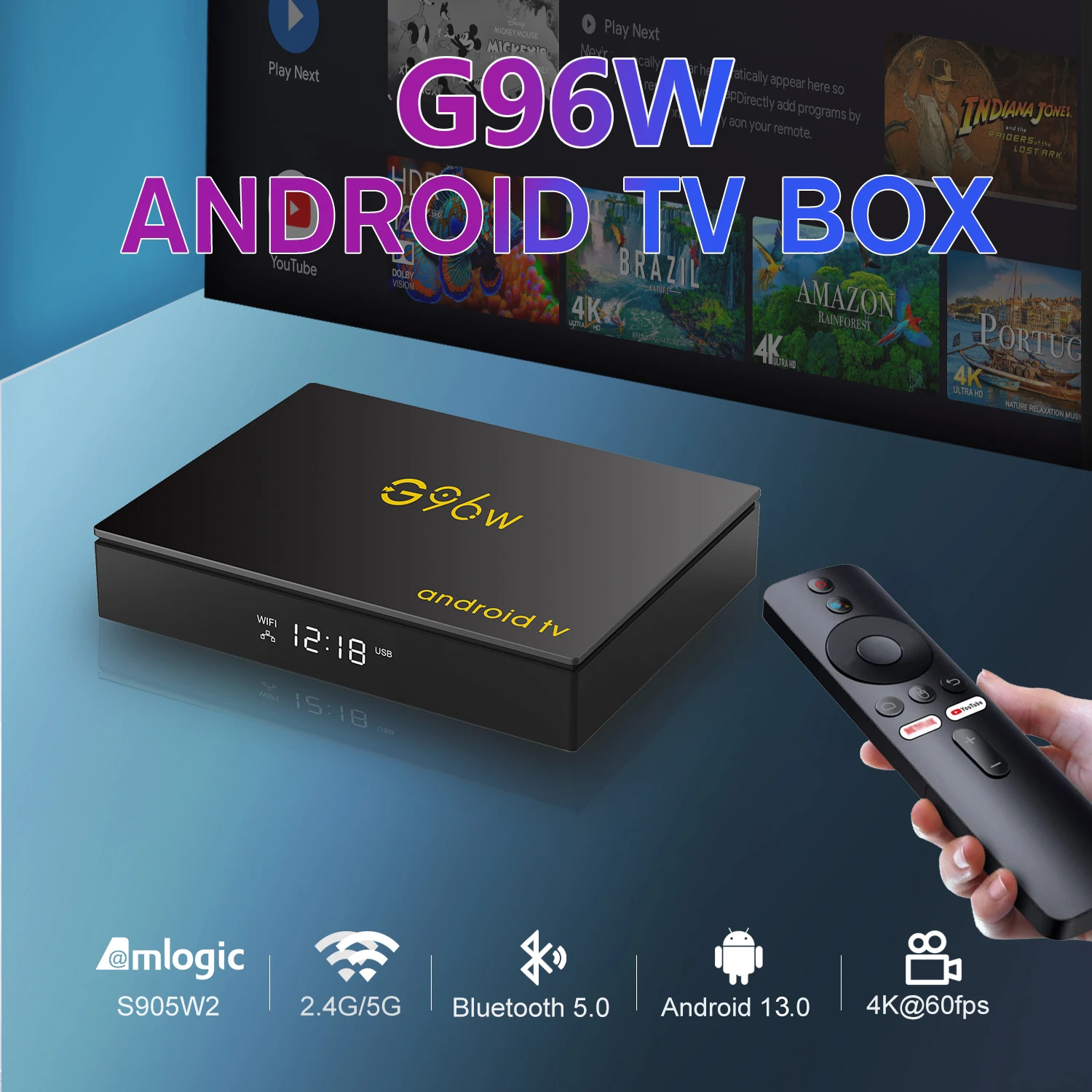 Global Version G96W Android 13 Amlogic S905W2 Quad Core 4GB128GB Smart TV Box 8K Google Assistant DUAL 2.4G5G BT5.0 Set Top Box