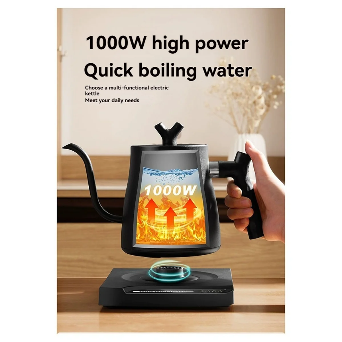 N84R 1000ml Fast Heating Water Pot 304 Stainless Steel Electric Water Kettle & Coffee Kettle Automatic Power Off B EU Plug