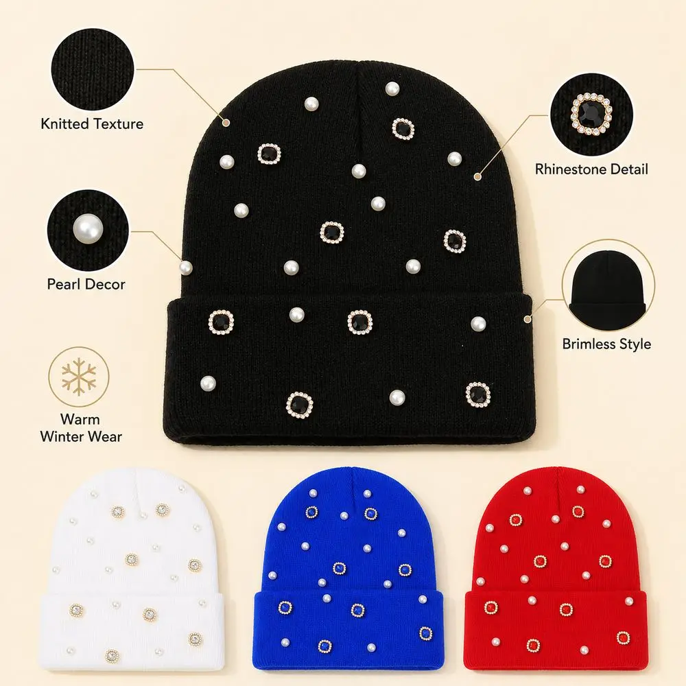 Casual Cotton Knitted Beanie Hat Brimless Style Warm Coverage Winter Knit Hat Knitted Texture Brimless Skull Cap Women