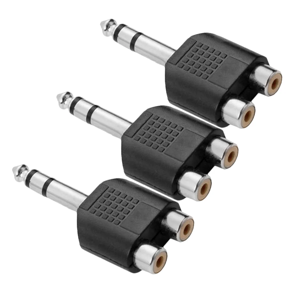 3 Pcs Plug Audio Adapter 1/4 to Rca for Subwoofer Speaker Y Zinc Alloy Y-Adapter 635mm