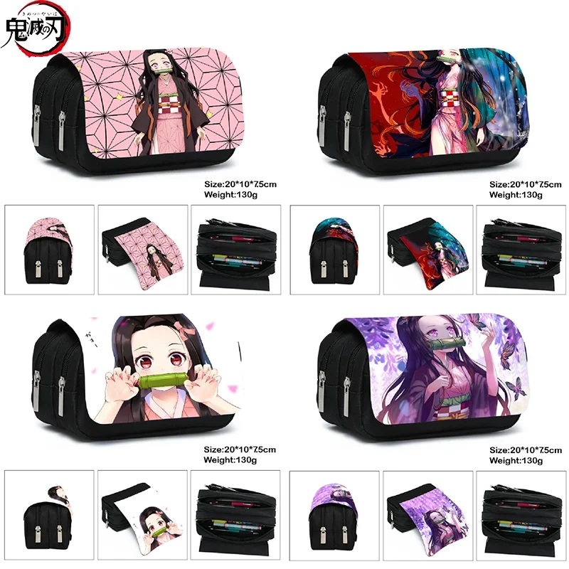 Demon Slayer Series Cartoon Anime Pencil Case Cute Kamado Nezuko Kimetsu No Yaiba Character Student Learning Stationery Gifts