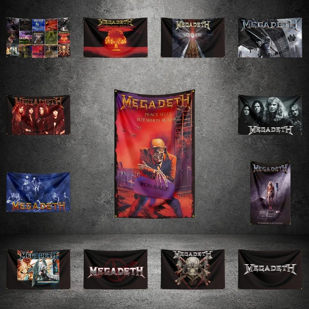m-Me-ga-de-th Musikband-Flagge, individuelle Flaggen, Wandbehang, Wandteppich, für den Außenbereich, Garage, Raumdekoration, Flaggen-Hintergrunddecke