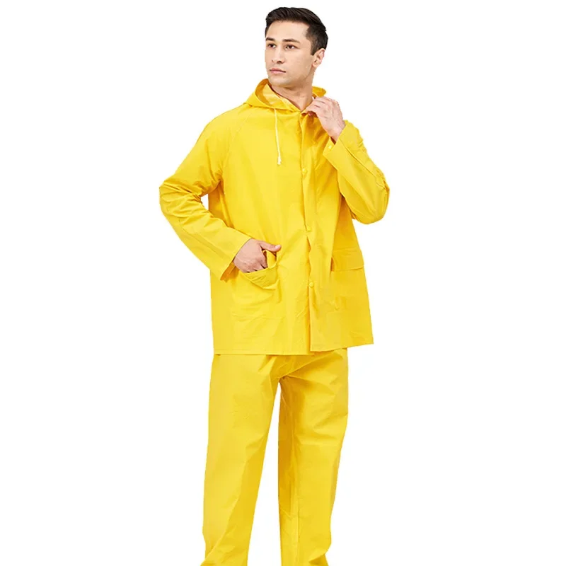 Outdoor Thickened Breathable Duty Protection Raincoat Split Raincoat Single and Double Sided Cloth Leather Raincoat Set