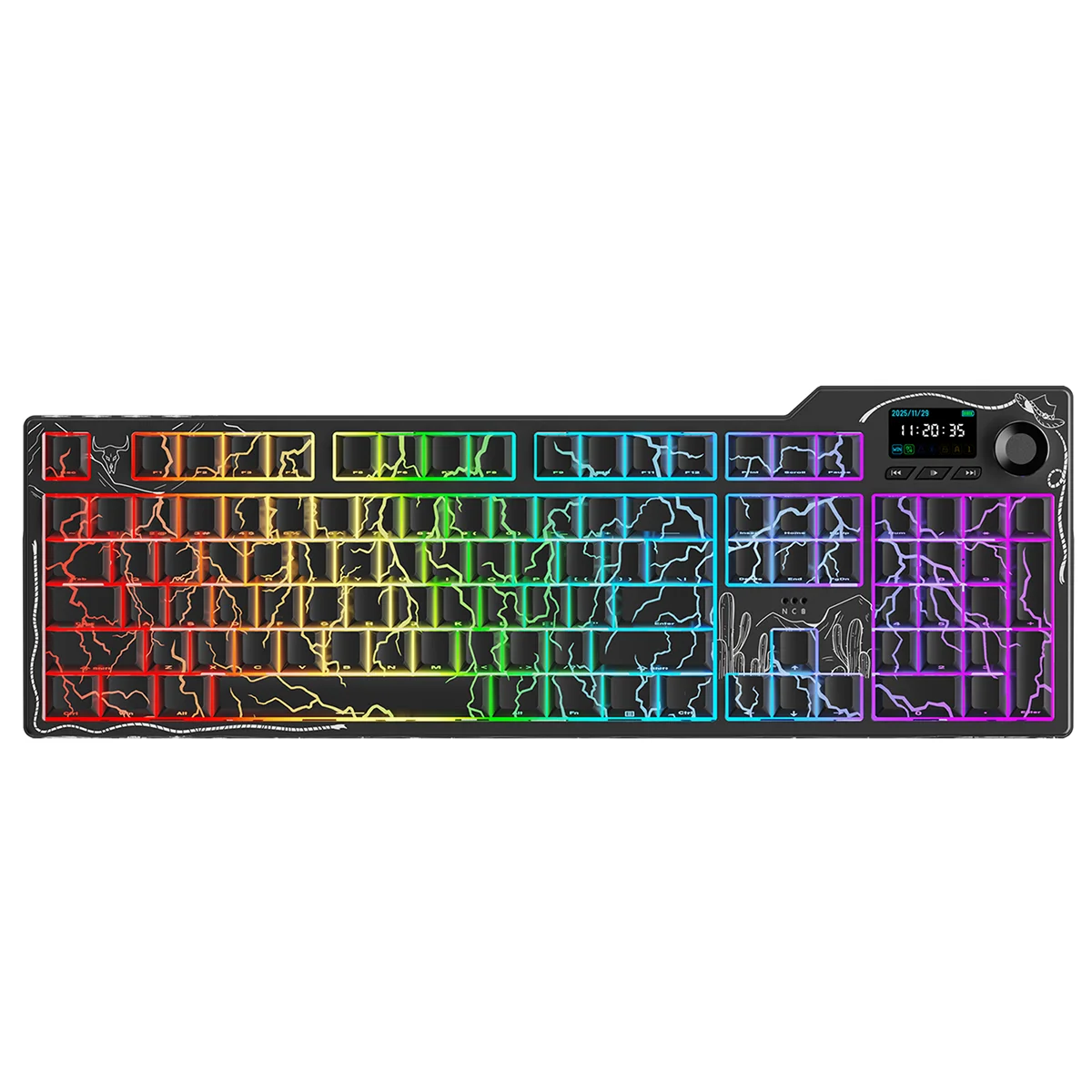AJAZZ AK35I V4-Wireless Gaming Mechanical Keyboard with a Western cowboy theme RGB Visualization display Screen