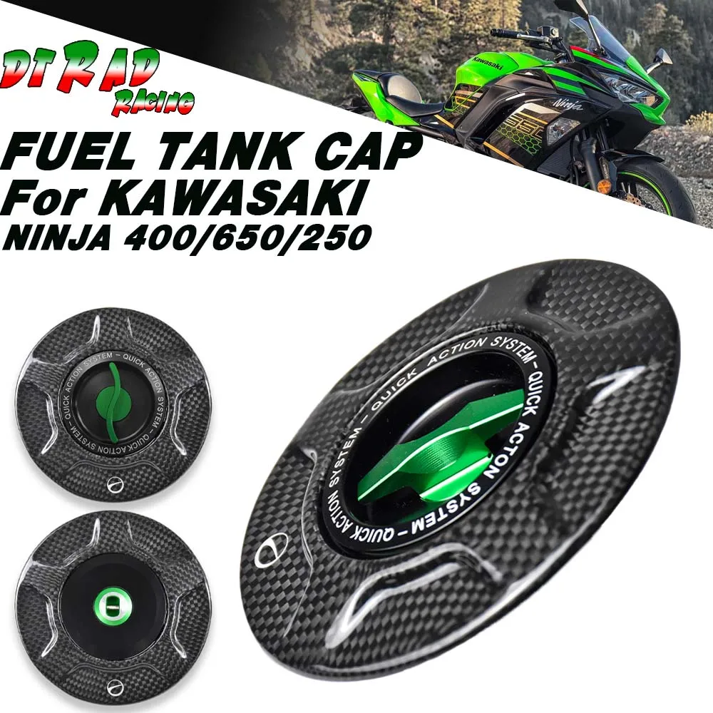 Quick Gas Fuel Filler Cover For KAWASAKI NINJA 400 650 2017-2023 NINJA 250 2018-2021 Motorcycle Carbon Fiber Gas oline Tank Cap