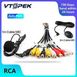 Vtopek Car Radio RCA Output Wire Cable With Microphone Video Output/input Audio Subwoofer microphone optional