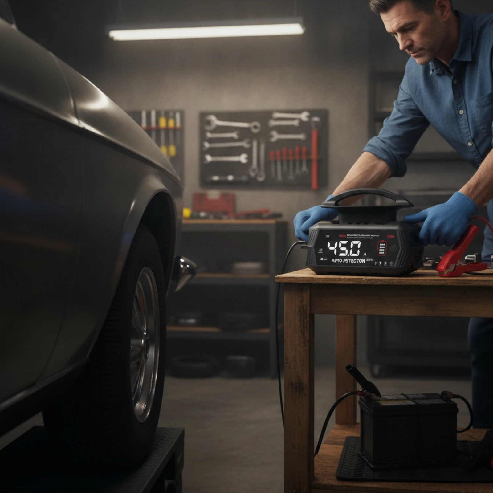 Pulse Repair Charger Multi-Voltage Smart Battery Charger Digital Compact for Garage, Workshop