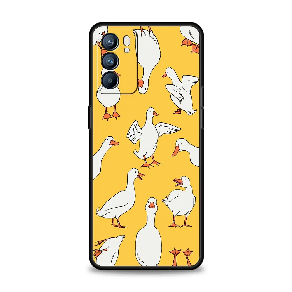 Case For Oppo A54 A53 A52 A9 A15 A95 A17 A16 A76 A74 A57 A31 Find X6 X5 Reno8 Reno7 Reno6 Pro 5G Cover Cartoon Duck Goose Game