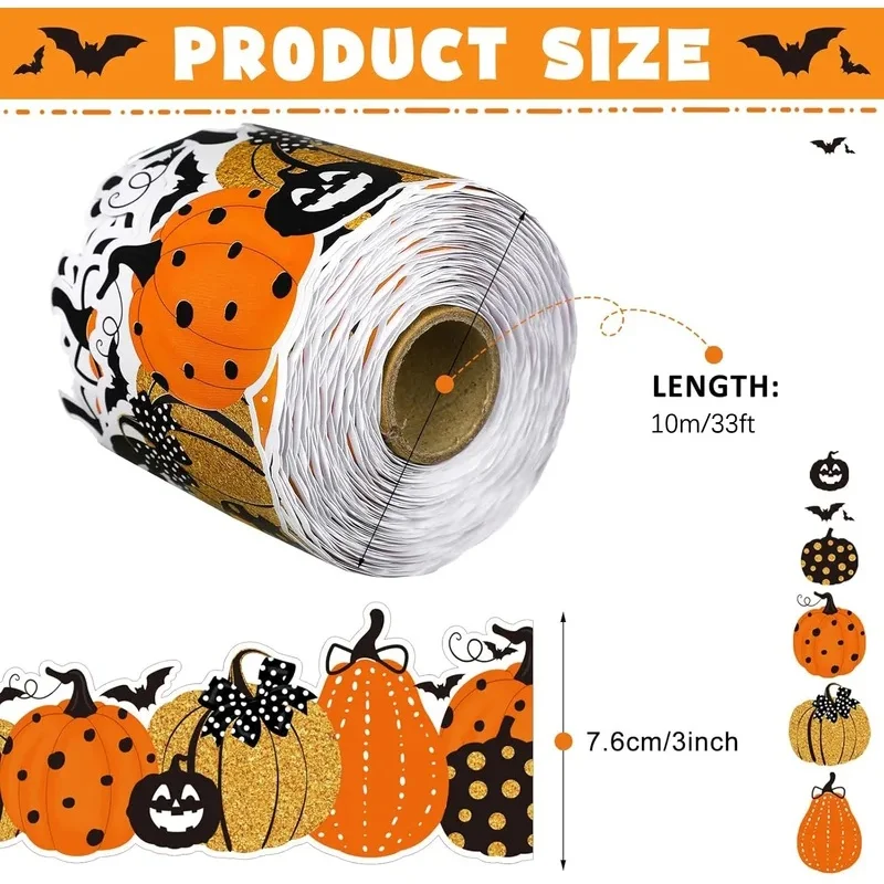 33 Feet Halloween Pumpkin Bulletin Board Border Classroom Blackboard Decors Pumpkin Bat Border Trim for Halloween Thanksgiving