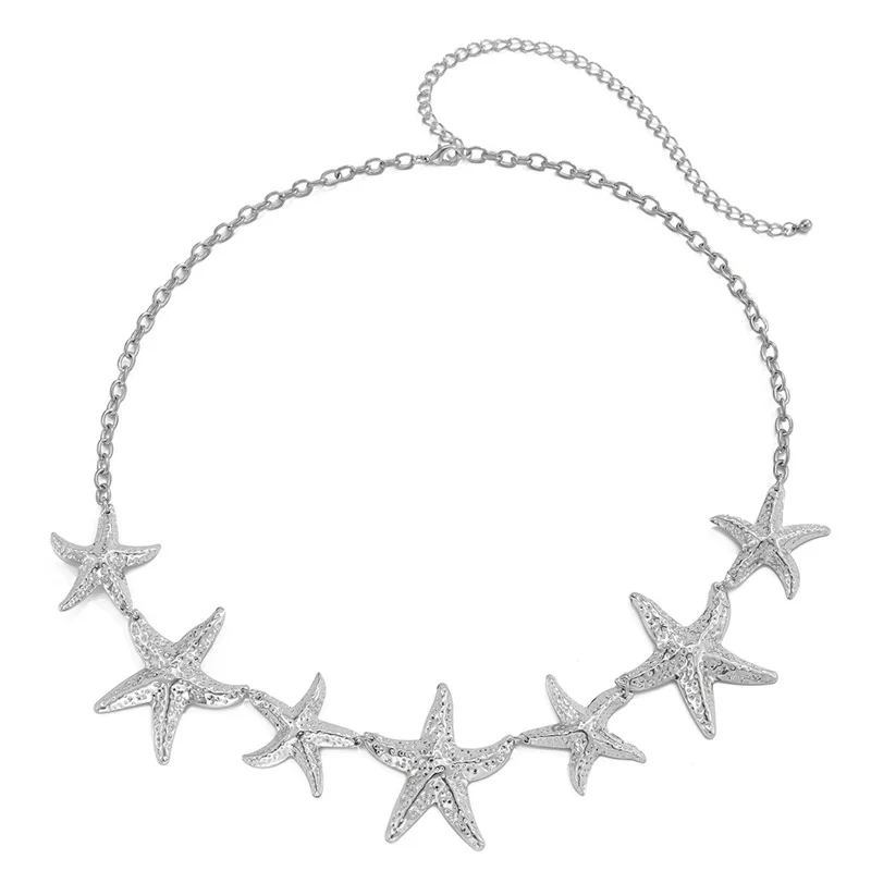 Accesorios de cadena de cintura de estrella de mar de estilo étnico, cinturón versátil bohemio, vestido de mujer de gama alta con pretina, metal retro