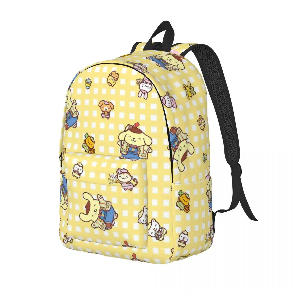 Cute Pom Pom Purin Pattern Fashion Backpack Durable Student Business Cartoon Daypack for Men Women Laptop Computer Canvas Bags