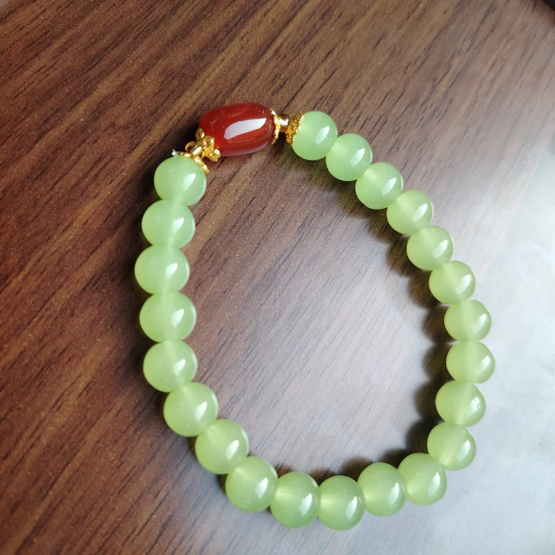 

Delicate Grass Green Single-circle Bead Bracelet, Suitable for Daily Wear