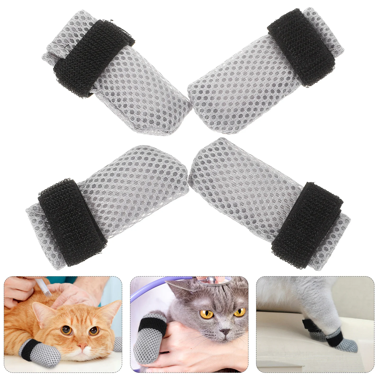 

4pcs Foot Cover Adjustable Cat Paw Protector For Anti-Scratch Medicine Feeding Protection Cat Booties Kitten Claw Caps Pet