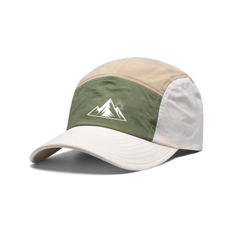 1Pc Multi-Color Patchwork Baseball Cap, Outdoor Hiking Baseball Cap with Mountain Sunrise Design, Adjustable Breathable Hat, Suitable for Camping and Walking, Outdoor Sun Hat