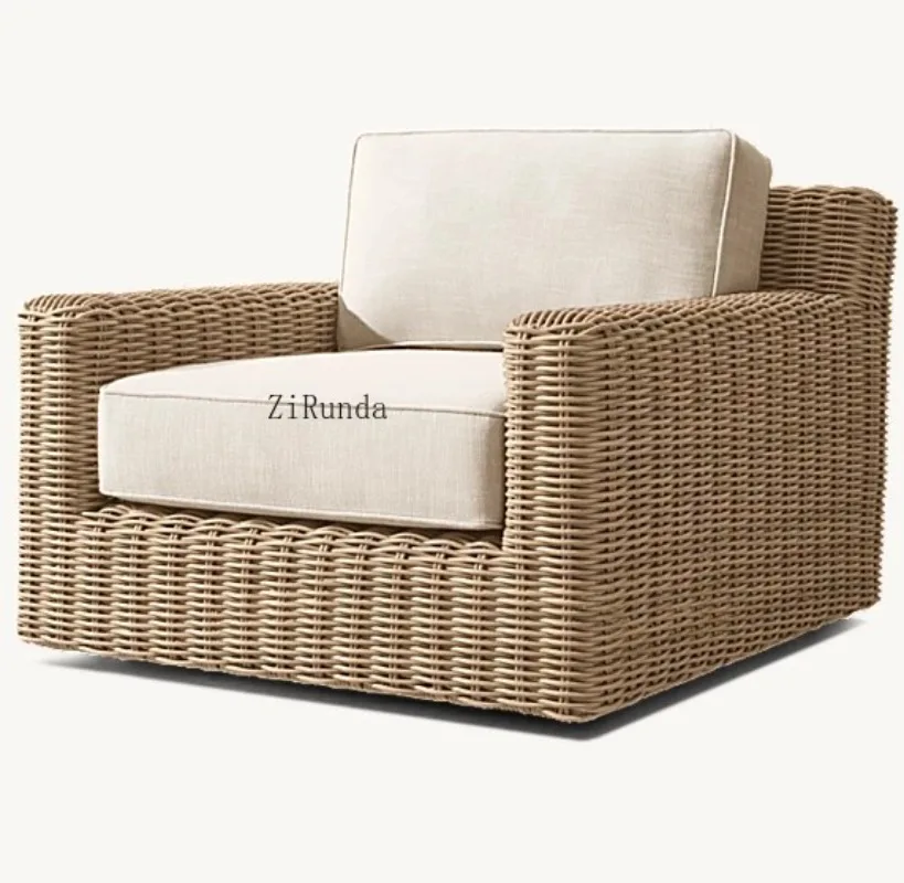 Luxury segmented polyethylene wicker outdoor sofa set, suitable for gardens, villas, courtyards, balconies, and living rooms