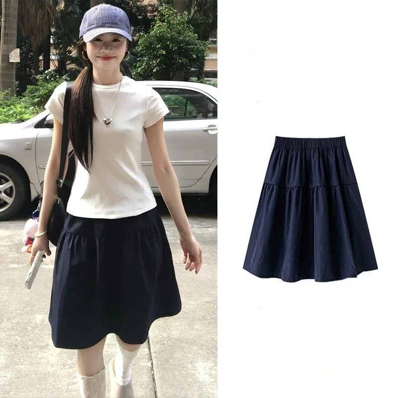 

Nice Tibetan Blue Short Skirt Women Summer Thin New Small A-Line Half-length Sports Skirt High Waist Polyester Fiber A-Line Skir
