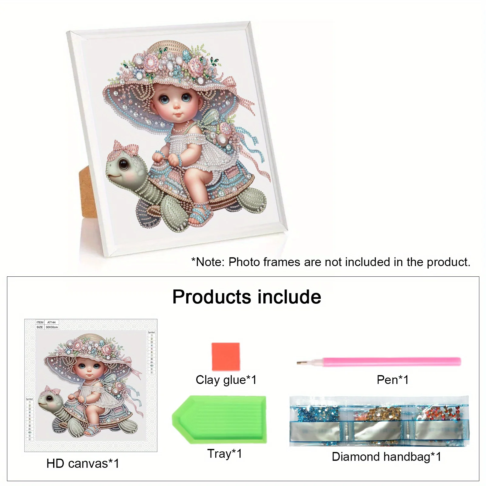 DIY Girl and Turtle 5D Special Shape Diamond Art Kits for Beginners,Diamond Art Painting Kits for Home Wall Decoration Gift