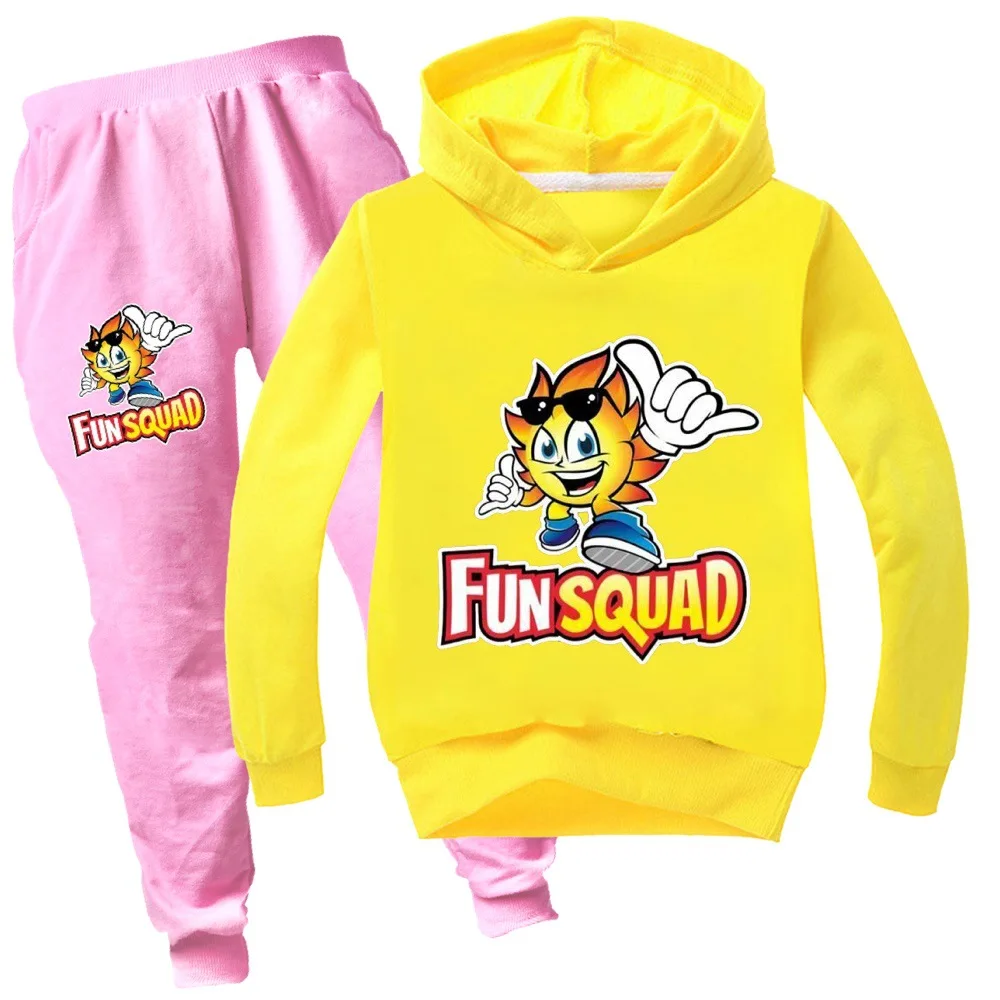 Fun Squad Gaming Clothes Kids Pullover Sweatshirts+Pants 2pcs Sets Boys Cartoon Tracksuit Children Clothing Baby Girls Out