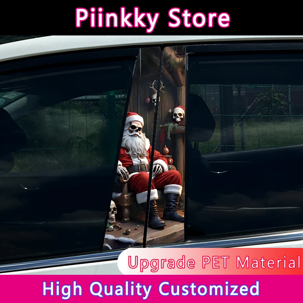 

Gothic skull santa Christmas Auto B-pillar Stickers Center Column Decoration Cover Scratches Waterproof Decals Car Accessories