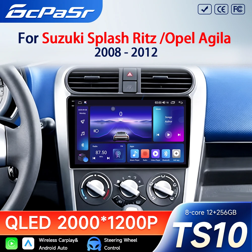 Car Radio Android 16 Carplay For Suzuki Splash Ritz /Opel Agila 2008 2009 2010 - 2012 Multimedia Player Stereo Head Unit 4G WiFi
