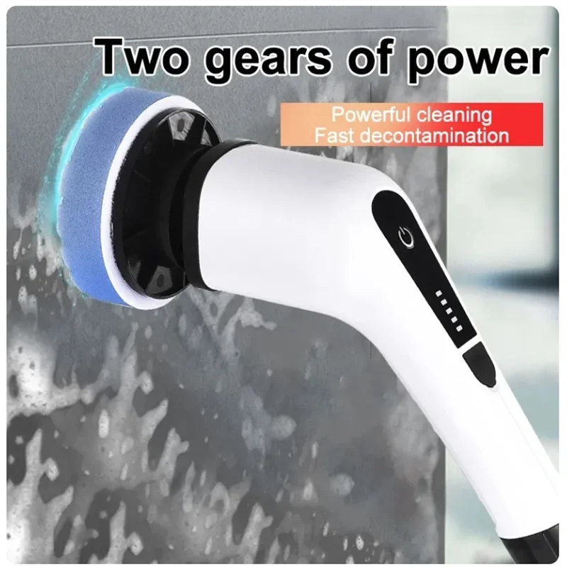 فرشاة تنظيف كهربائية لاسلكية 7 في 1 مقبض طويل قابل للسحب فرشاة أرضية الحمام المنزلية أداة تنظيف الممسحة الكهربائية