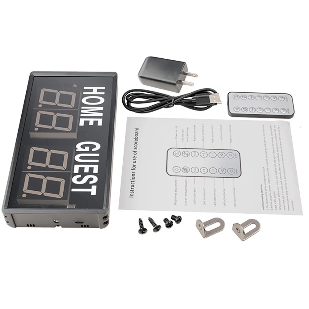 LED 4 หลักอิเล็กทรอนิกส์ Score Keeper ป้ายบอกคะแนนพร้อมรีโมทคอนโทรลสําหรับบาสเกตบอลปิงปอง Match Supplies