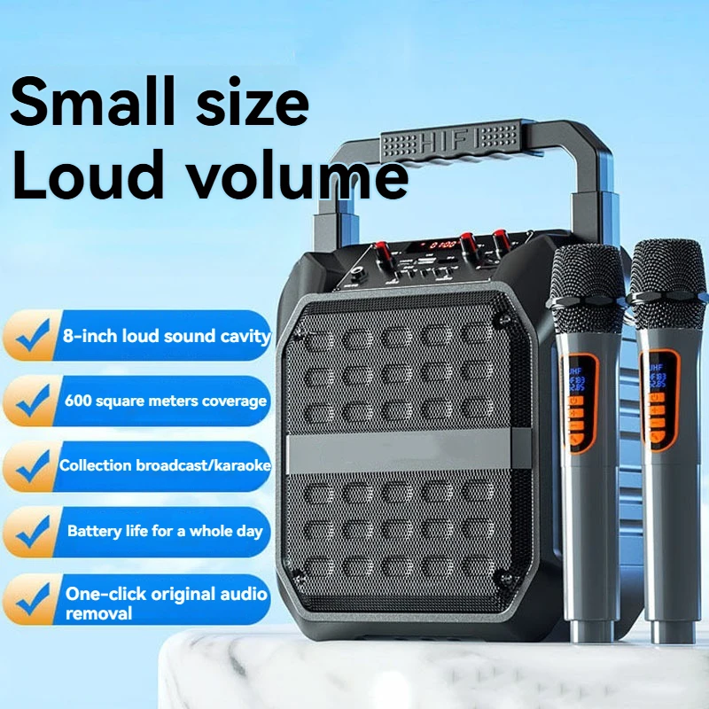 Karaoke Machine Comes with 2 Wireless Karaoke Microphones, Portable Bluetooth Speaker Home Karaoke 0K System, Supports Bluetooth