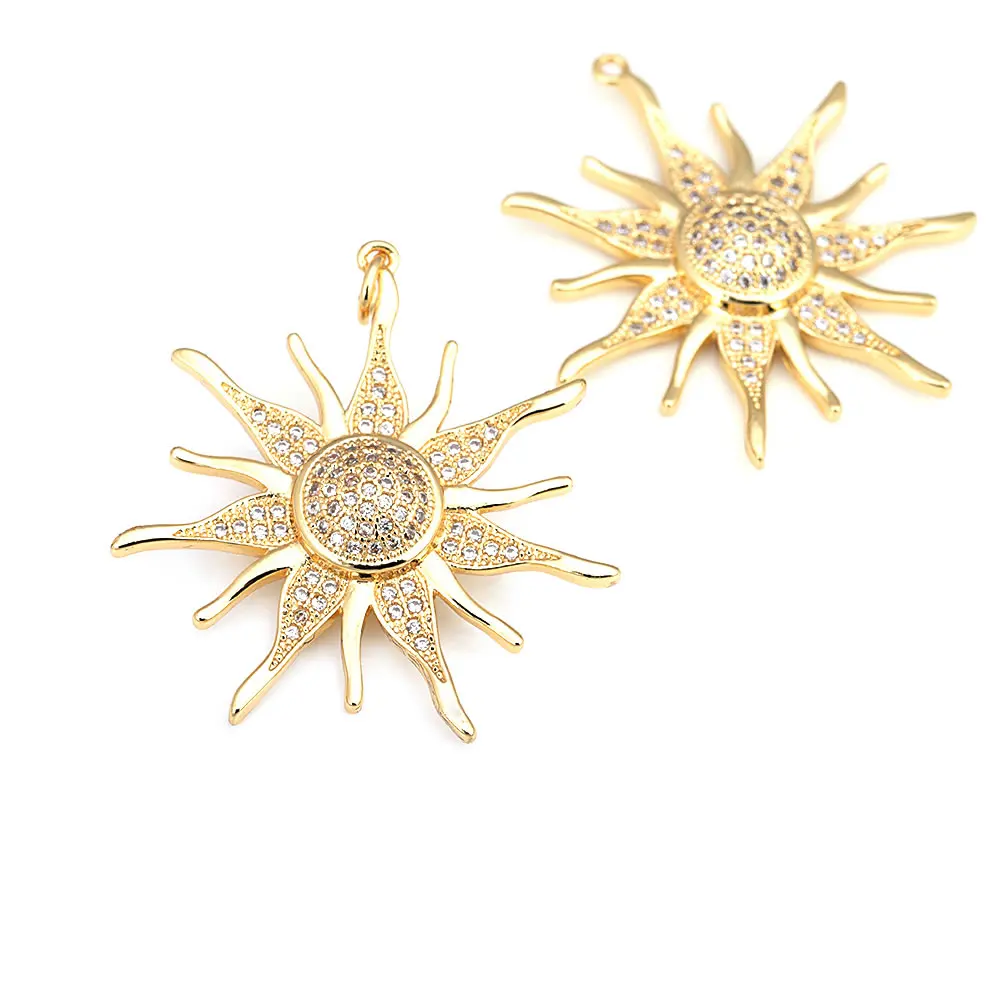 18K Gold Color Brass Zircon Sun Charms Pendants High Quality Necklace Earrings Diy Jewelry Accessories Rosediy official-website