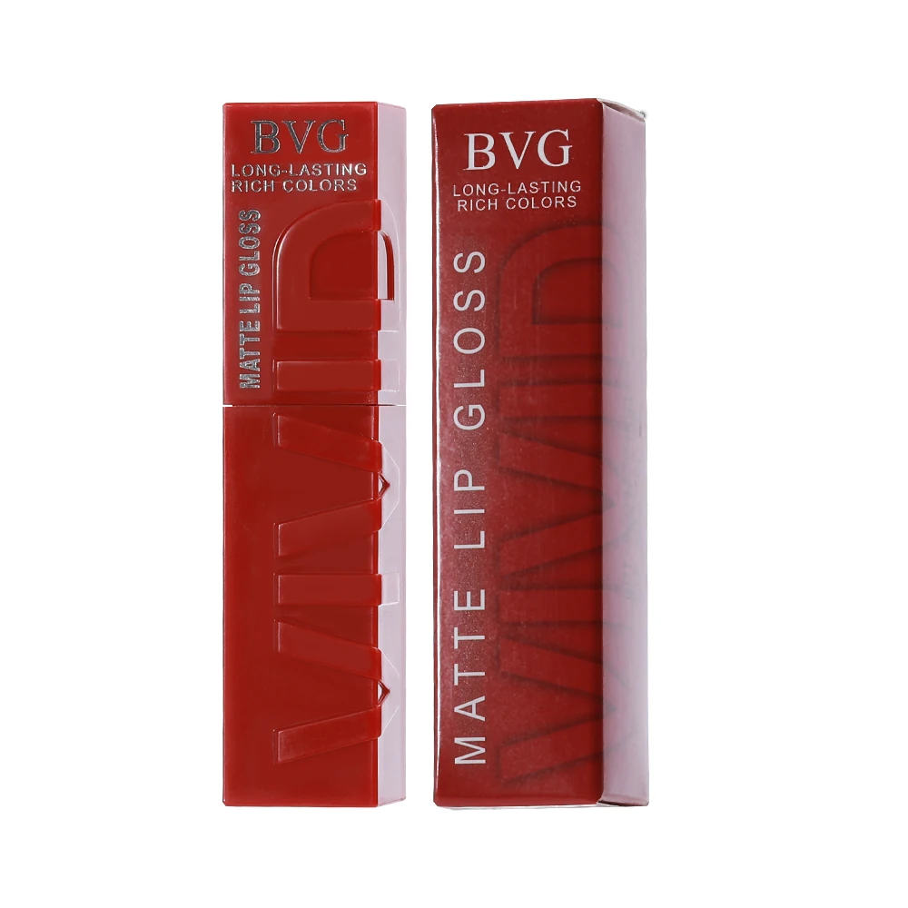 Brilho labial duradouro fosco multicolorido, não gorduroso, não desbotado, cores quentes sofisticadas, batom líquido de maquiagem rica.