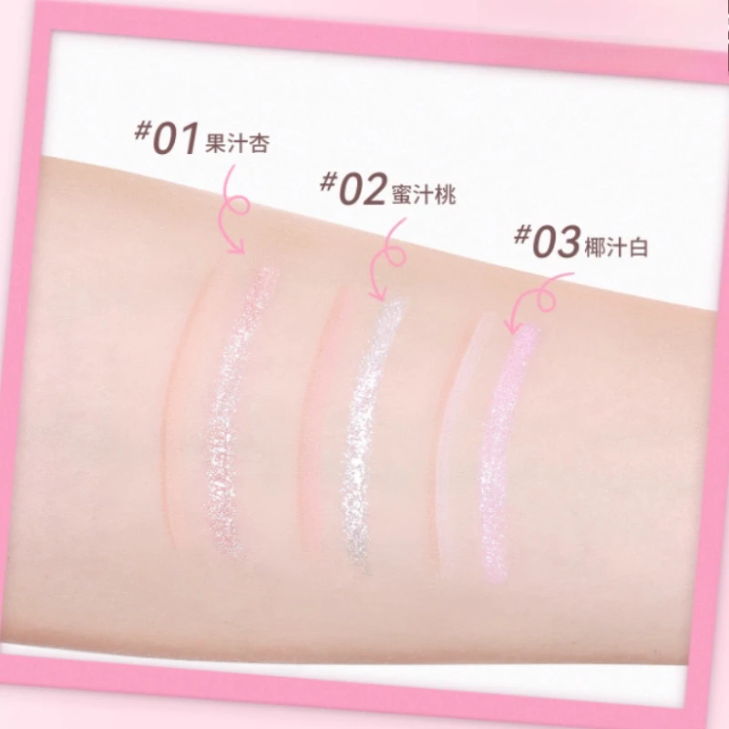 DIJIA Caneta de bicho-da-seda de duas cabeças de uso duplo para delinear sombras rosa destaque iluminar maquiagem dos olhos