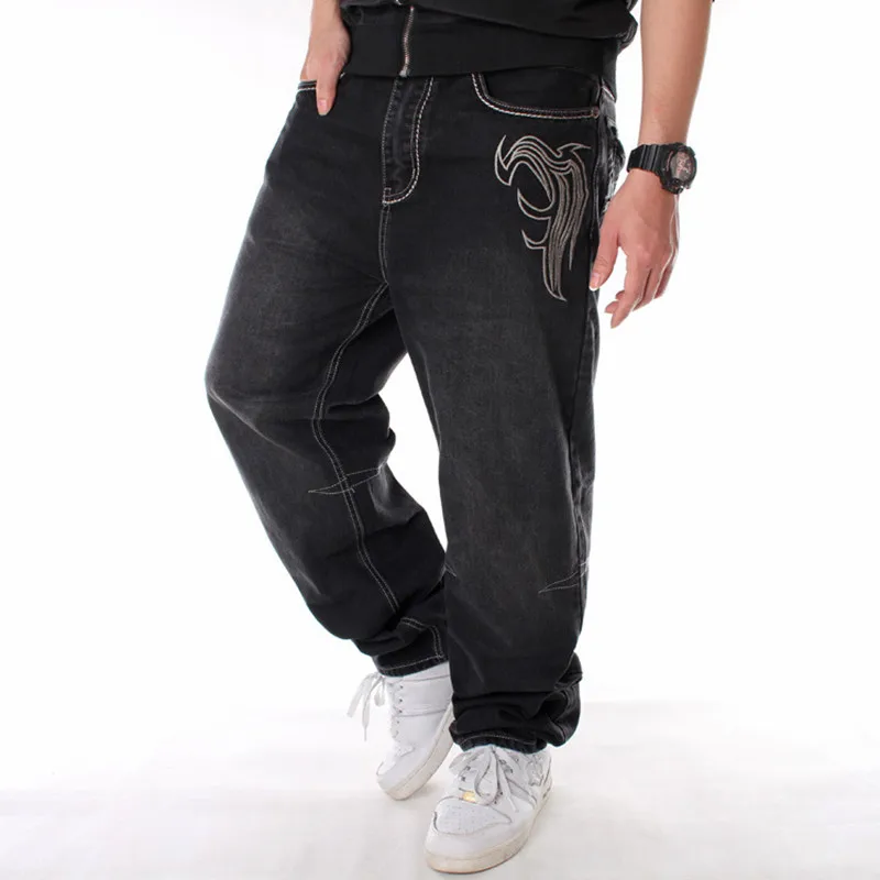 Hip Hop Skateboard Men black Loose fitting Denim pants Y2k Men's jeans summer Plus size