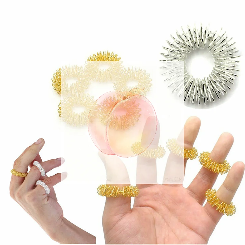 

#10Pcs Stainless Steel Finger Massage Ring Acupuncture Ring Therapy Relax Blood