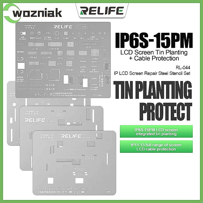 Precision BGA Stencil 4PCS Set, Multi-Function Steel Stencil for iPhone 6S to 15 Pro Max LCD Screen Protection