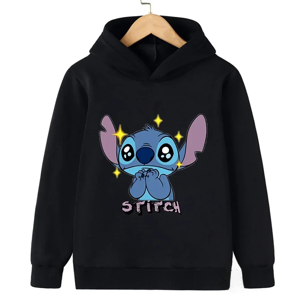 Funny Cartoon Stitch Print Hoodie Women Clothing Casual Spring Autumn Long Sleeve Hooded Pullover Fashion Woman Sweatshirts Tops