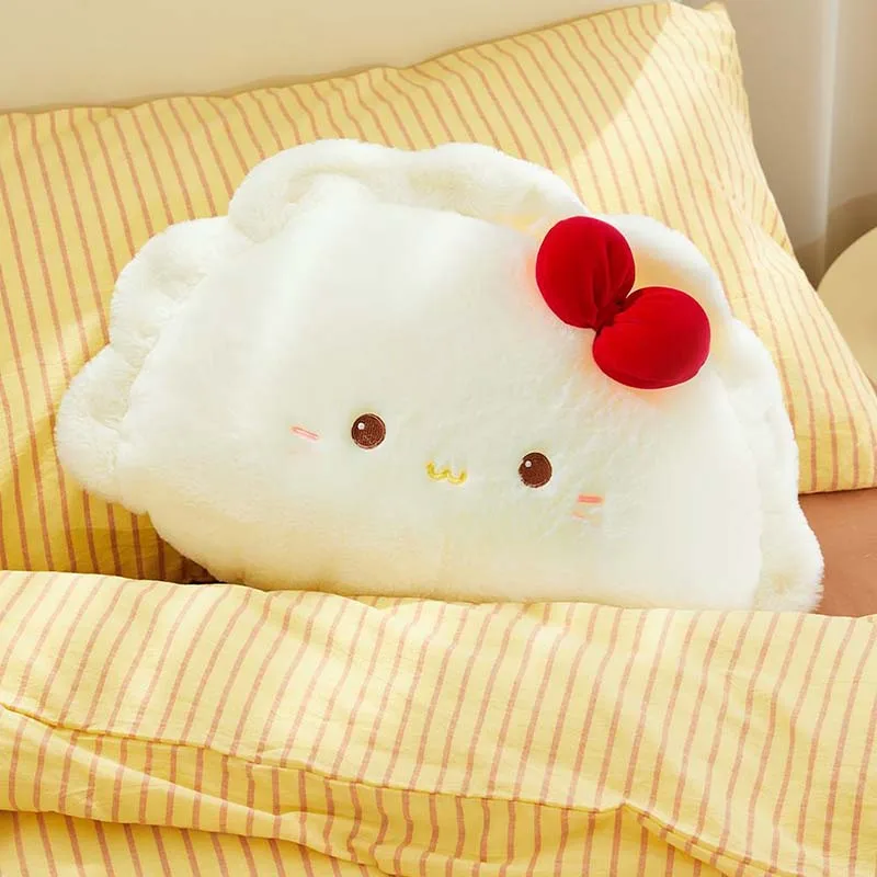 Cute Dumpling Shaped Plush Pillow Soft Fluffy Food Stuffed Cushion Cartoon Throw Pillow for Sofa Car Office Girls Birthday Gift