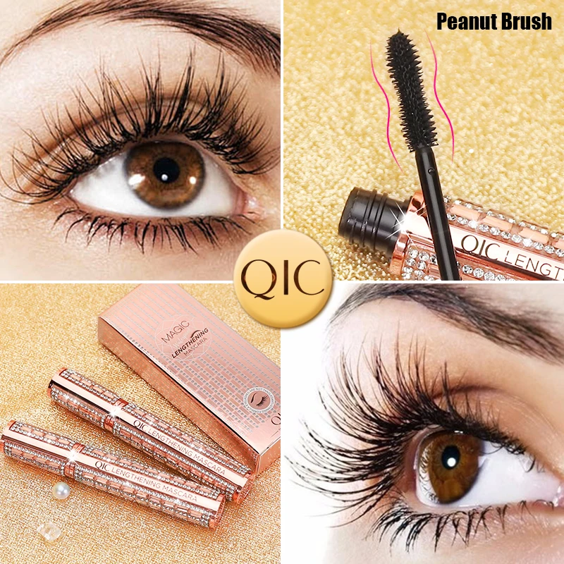 QIC New 4D Silk Fiber Lash Mascara Waterproof Rimel Mascara For Eyelash Extension Black Thick Lengthening Eye Lashes Cosmetics