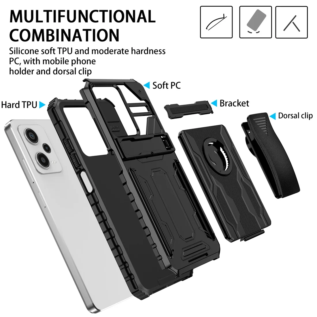 for Poco X5 Pro dual layers Shockproof Protective Cover, Belt Clip Kickstand Case for Xiaomi Redmi Note 12 Pro 5G phone cases
