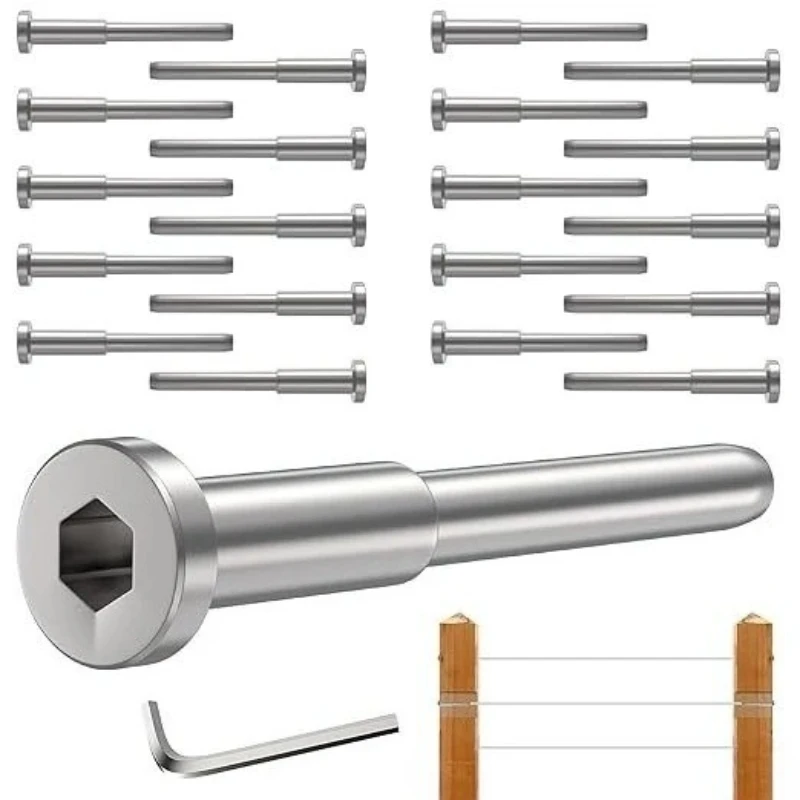 10PCS 1/8inch Stainless Steel Invisible Receiver and Swage Stud End Cable Railing Deck Stair Threaded End Fitting for Wood Metal