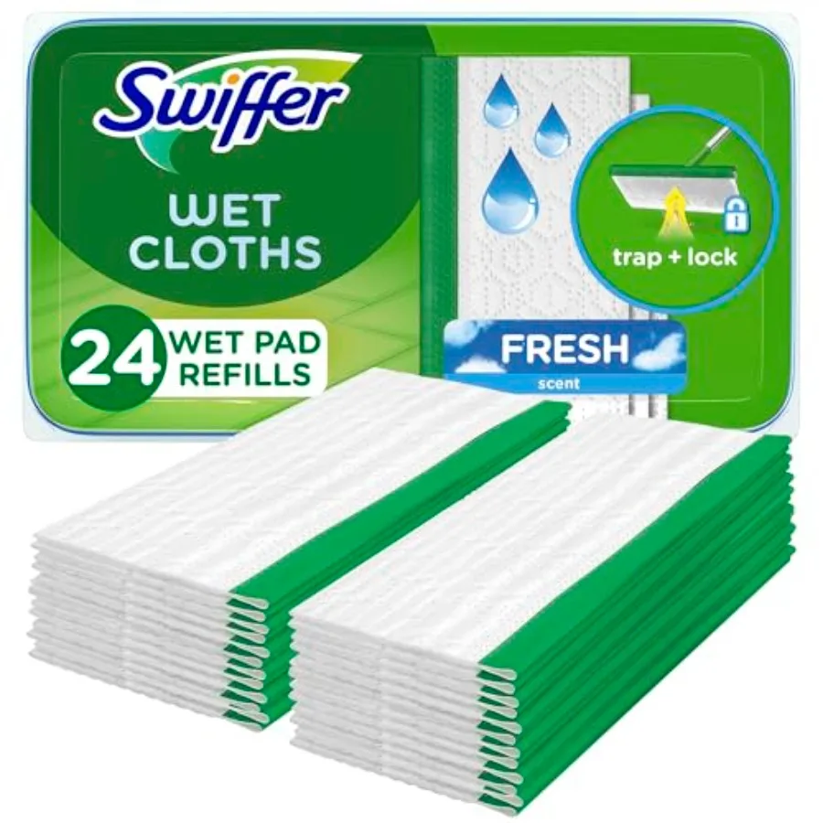 

Swiffer Sweep + Mop, Wet Pads Refill, Floor Cleaner for Dirt, Dust, Hair, Cleaning Cloths for Mopping Home, Bathroom, Kitchen,