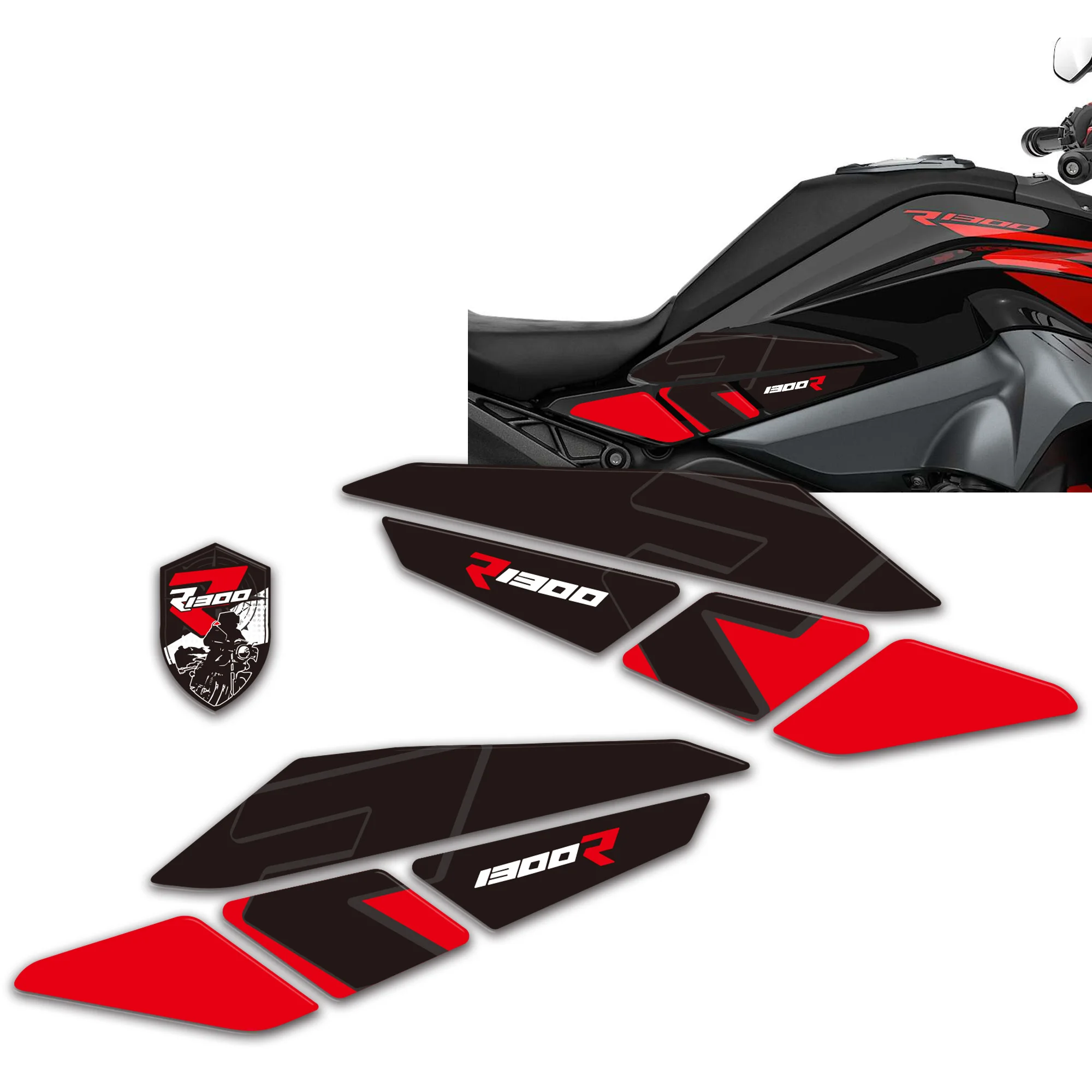 New Motorcycle Tank Side Protectors 3D  Stickers Decals Fairing Front Fender for R1300R R1300 R R 1300R