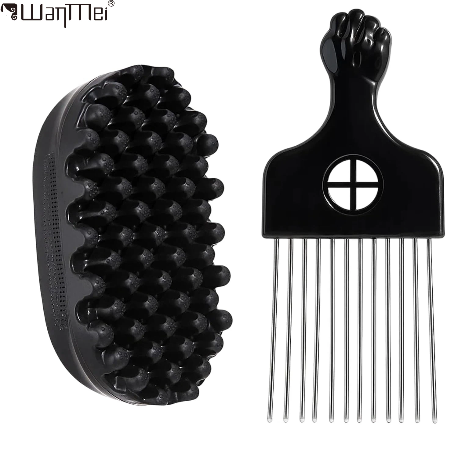 2Pcs Hair Care Set Wave Twist Sponge Brush Afro Pick Comb for Men Women Curly Hair Styling Tool